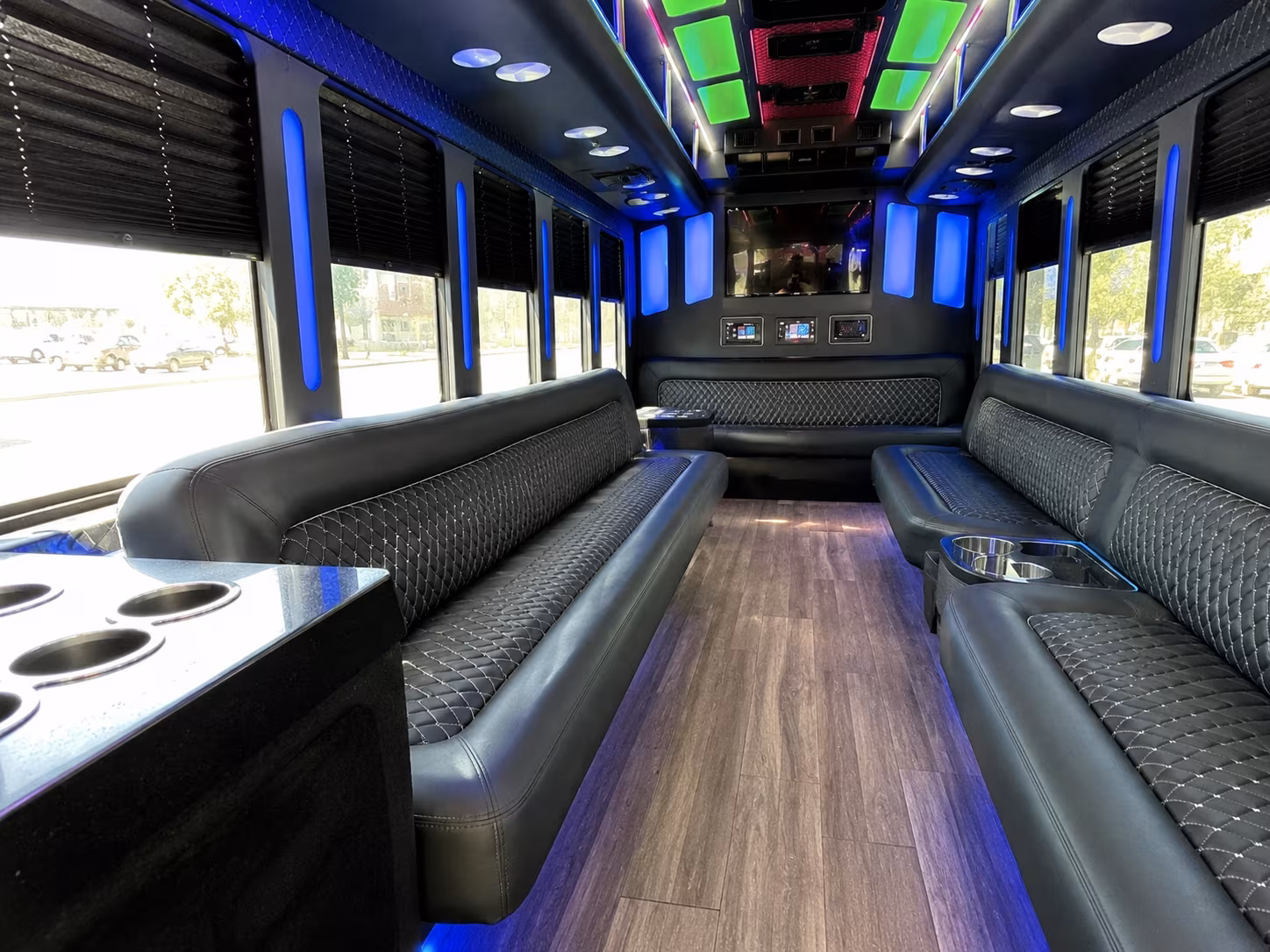 arlington 15 passenger party bus inside