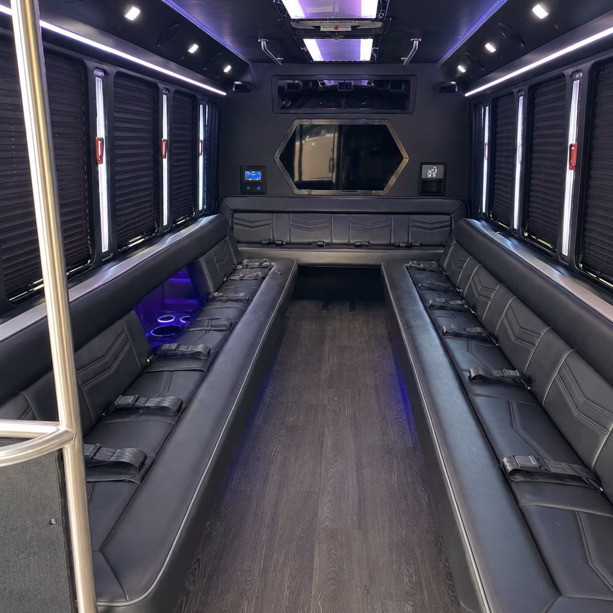 arlington 18 passenger party bus interior