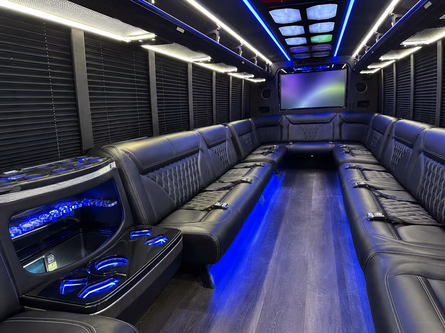 arlington 20 passenger party bus inside