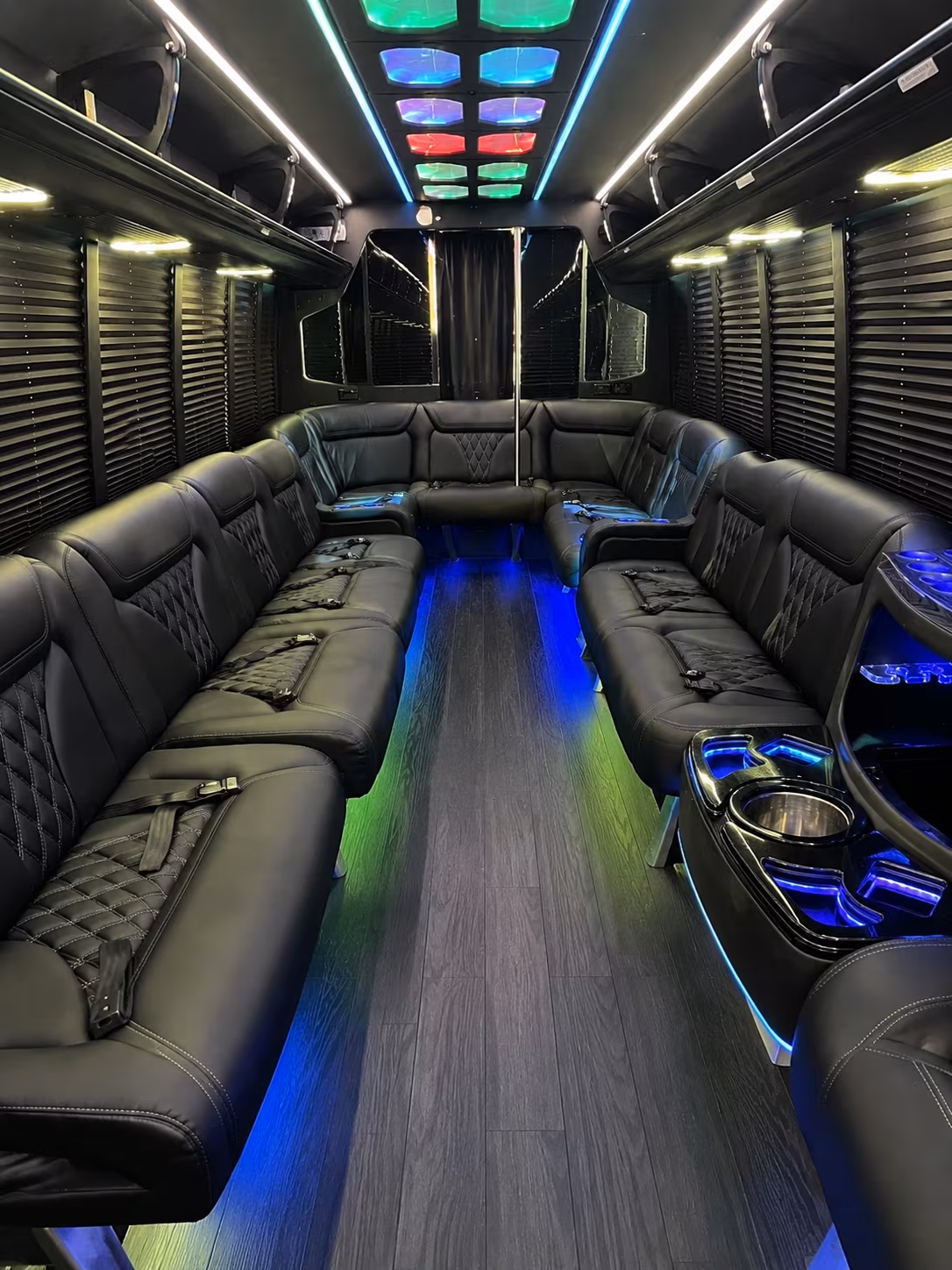 arlington 20 passenger party bus interior