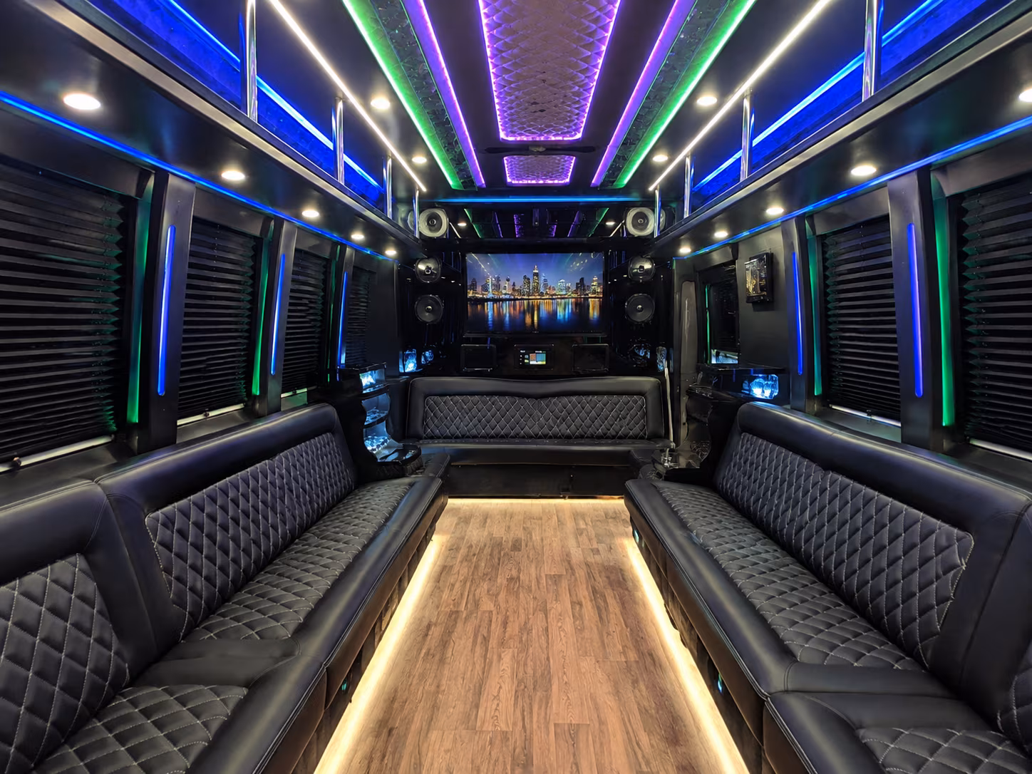arlington 25 passenger party bus interior