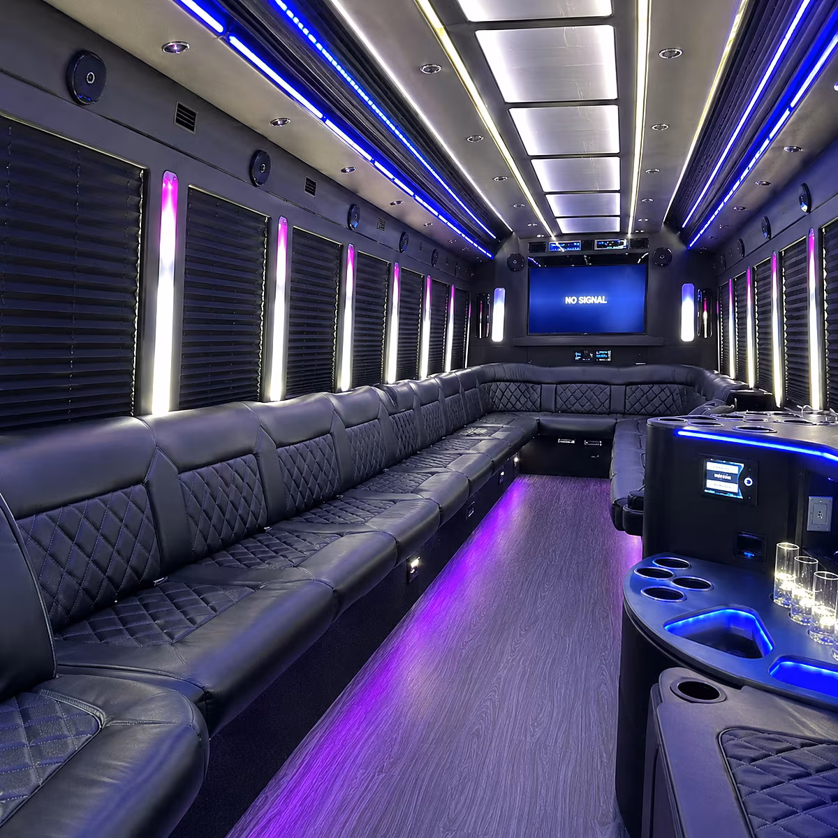arlington 30 passenger party bus inside